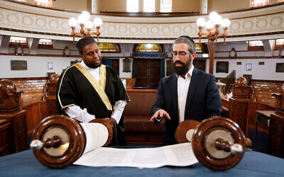Rabbi Yaakov Glasman meets with Imam Saeed Wasama Bulhan at St Kilda Shule. Photo: Peter Haskin