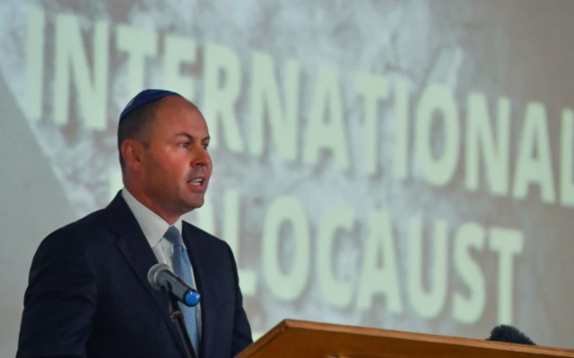 Josh Frydenberg at an event to mark International Holocaust Remembrance Day. Photo: AAP/Mick Tsikas