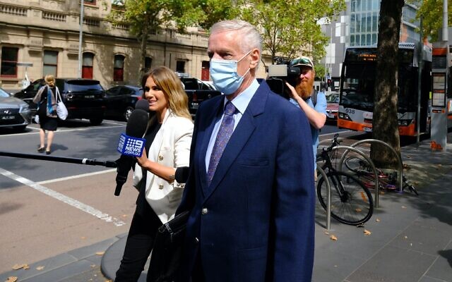 Neil Lennie leaving the County Court of Victoria on Thursday.
Photo: AAP Image/Luis Ascui
