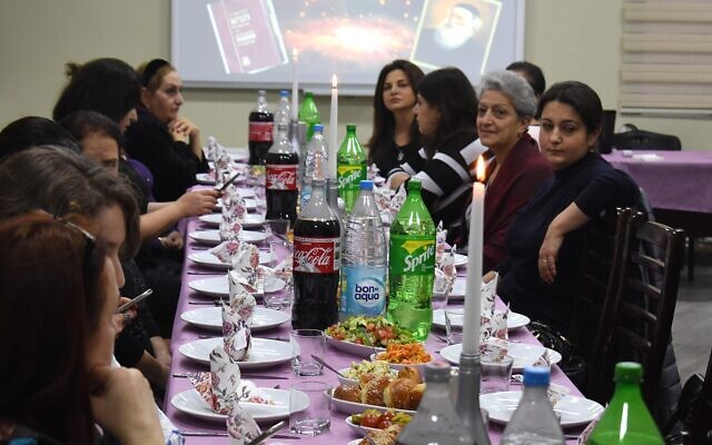 Jewish women attend a kosher lunch at the Ashkenazi synagogue in Baku. Photo: Larry Luxner