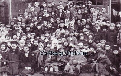 Isaac Ochberg (centre) with his rescued orphans in 1921 in Eastern Europe before leaving for South Africa.
