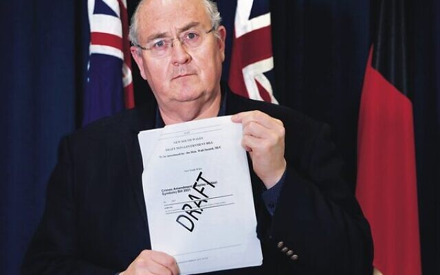 NSW shadow police minister Walt Secord with the draft bill.