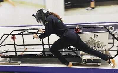 Ashleigh Werner training at Lake Placid's indoor ice track last month.