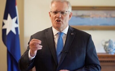 Prime Minister Scott Morrison announces Australia's adoption of the IHRA working definition of antisemitism while addressing the Malmo International Forum on Holocaust Remembrance and Combating Antisemitism in October 2021.