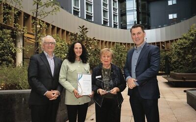 From left: Commissioner for Senior Victorians Gerard Mansour, Debra Kiven, Mrs Delysia Payhoff and Jewish Care CEO Bill Appleby.