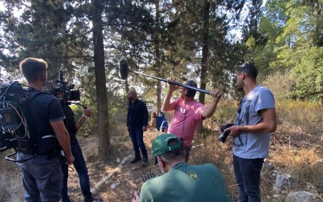 Actor and 'Fauda' co-creator Lior Raz filming the fourth season of Fauda. Photo: Courtesy Yes TV