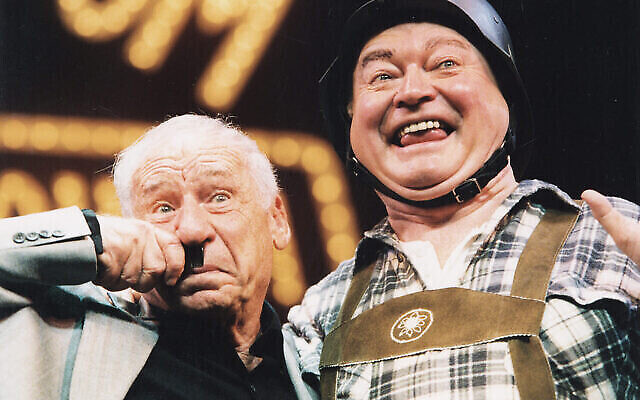 Mel Brooks (left) with Bert Newton at a media conference ahead of the premiere of The Producers in Melbourne in 2004.
Photo: AJN file/Peter Haskin