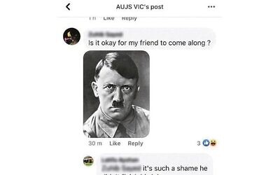 The post on AUJS Victoria's Facebook page in May.