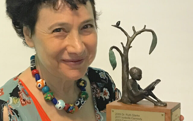Anna Ciddor with her Nance Donkin Literary Award trophy.