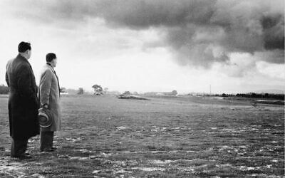 Left: Harold Lasky (left) and Syd Kaufman in 1952 at the site that was to become Cranbourne Golf Club.