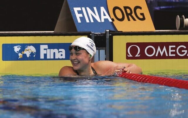 Israel's Anastasia Gorbenko at the 2021 FINA Short Course Swimming World Championships in Abu Dhabi. Photo: AP Photo/Kamran Jebreili