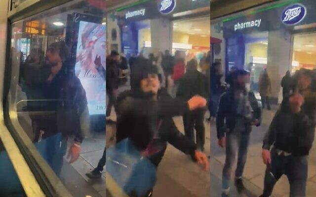 Images of the group attacking the bus in London.Photo: UK JEWISH NEWS