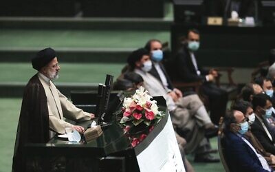 Iranian President Ebrahim Raisi addressing the Iranian parliament last week.
Photo: Iranian President's Office