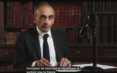 Eric Zemmour announcing his candidacy for the French 2022 presidential election. 
Photo: YouTube/AFP