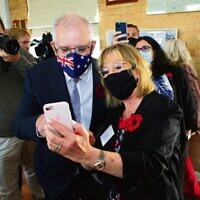 On Rememberance Day, Prime Minister Scott Morrison and Yvonne Sher facetime with her grandson. Sher's son, Private Greg Sher, was killed in Afghanistan in 2009. Photo: Peter Haskin On Rememberance Day, Prime Minister Scott Morrison and Yvonne Sher facetime with her grandson. Sher's son, Private Greg Sher, was killed in Afghanistan in 2009. Photo: Peter Haskin