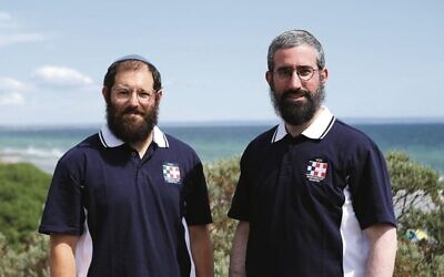 Rabbis Velly Slavin (left) and Yaakov Glasman in their VCCEM shirts. Photo: Peter Haskin