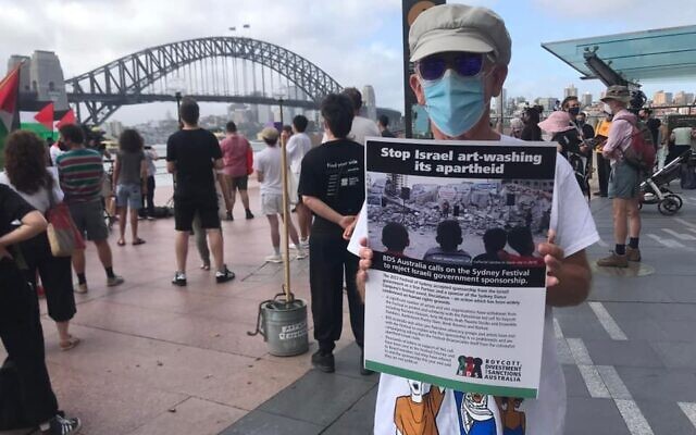 An anti-Israel protester in Sydney last week.
Photo: Facebook