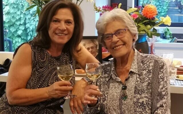 Annetta Able (right) celebrating her 98th birthday with daughter Daphne Carmi last week. Photo: Nimrod Carmi