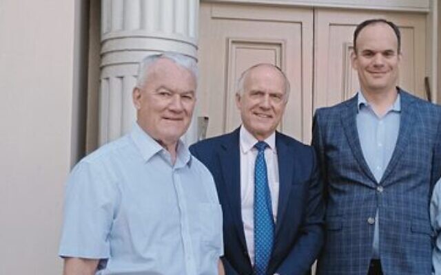 From left: Honorary Consul of Israel Ron Cornish, Senator Eric Abetz and Jeff Schneider.