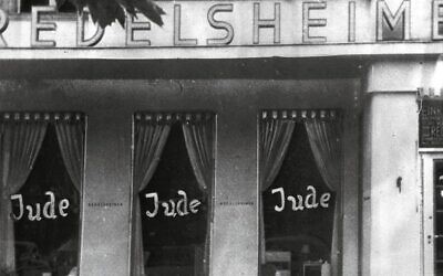 Graffiti on the windows of a shop run by Jews in Berlin in 1938.
Photo: AP Photo
