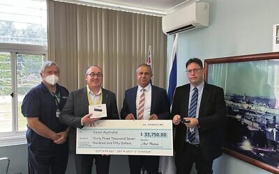 Pictured from left: Vision Store service coordinator Peter Montgomery, Vision Australia general manager, commercial services Michael Linke, Israeli Ambassador Amir Maimon and Israeli Deputy Chief of Mission Ron Gerstenfeld.