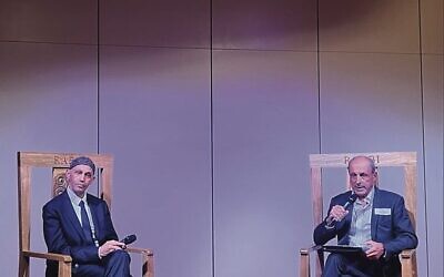 Rabbi Sergio Bergman (left) in conversation with Vic Alhadeff at Emanuel Synagogue on Monday.