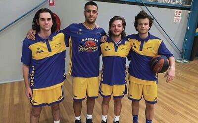 From left: Maccabi Warriors Big V youth players Nadav Shtir, Guy Chalfon, Jarreed Waislitz and James Chernovsky made their debuts in round one.
