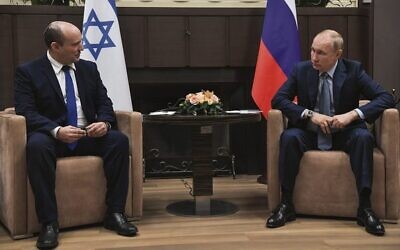 Naftali Bennett meeting Vladimir Putin in Moscow last October. 
Photo: Kobi Gideon/GPO