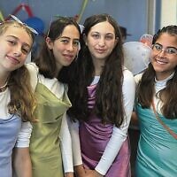 From left: Sima Barber, Rosie Kastel, Chaya Greenwald, Rachel Butnaro at Kesser Torah College.