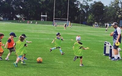 'Maccabi Minis' players, enjoying their first taste of football at a recent training session.