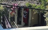 A swastika flag at a home in Newtown, in Sydney's inner-west, in April 2020.