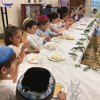 Bialik students at their model seder.