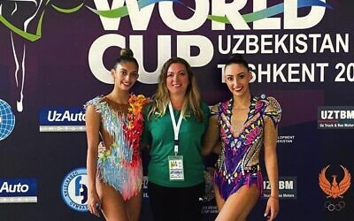 Alexandra Kiroi-Bogatyreva, pictured on the right, at the recently held Rhythmic Gymnastics World Cup round in Tashkent, Uzbekistan.