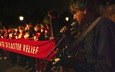 Rabbi George Mordecai leads the dawn vigil at Kirribilli House.