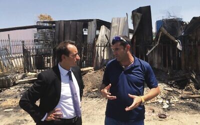 Dave Sharma during his time as ambassador to Israel, pictured with Sderot mayor Alon Davidi.