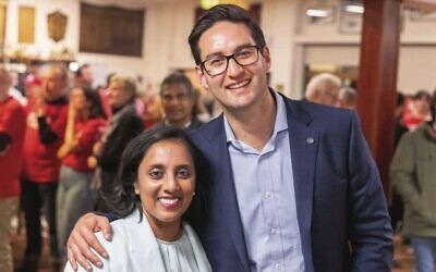 Josh Burns and Michelle Ananda-Rajah on election night. Photo: Facebook