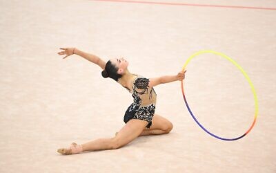 Alexandra Kiroi-Bogatyreva competing in the hoop apparatus final at the 2022 Australian Gymnastics Championships in the Gold Coast. Photo: Winkipop Media