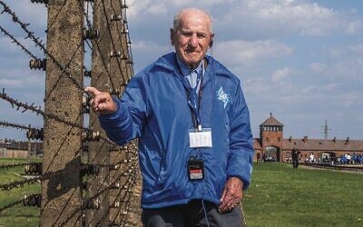 Holocaust survivor Jack Meister, who accompanied Australia's 2019 March of the Living adult delegation, at Auschwitz-Birkenau. Photo: Yoav Lester.