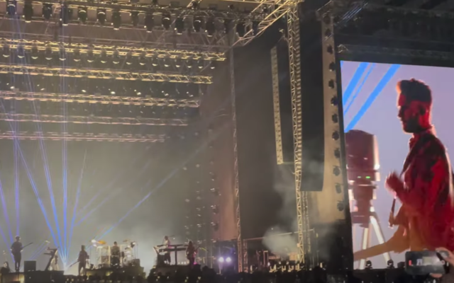 Maroon 5 lead singer Adam Levine onstage in Tel Aviv. Photo: YouTube screenshot