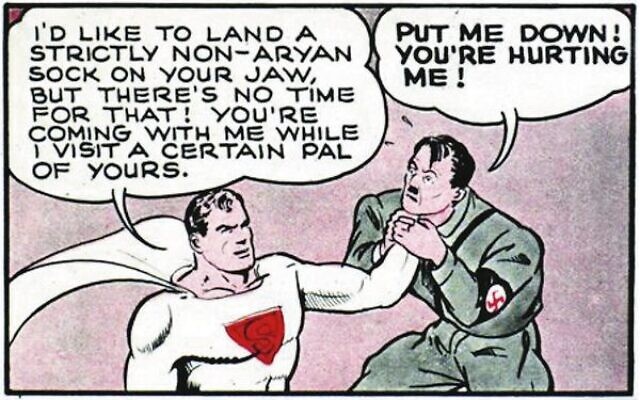 Superman puts the non-Aryan smackdown on Hitler. Photo: Roy Schwartz/Times of Israel