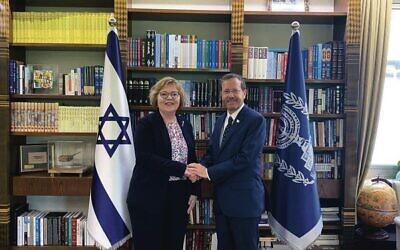 Assistant Secretary of State for Near Eastern Affairs Barbara Leaf meets with Israel's President Isaac Herzog. Photo: US Embassy Jerusalem/Twitter