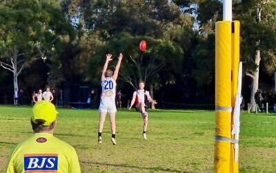 Jake Lew, kicking his 500th goal for the Jackas last Saturday.