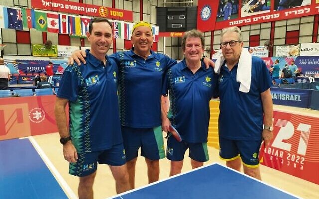 Masters table tennis players (from left): Adam Sulcas, Yoram Bargil, Mark Freedman and Sam Parasol.