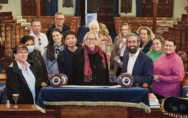 Jewish Care employees with Rabbi Glasman at St Kilda Shule.
