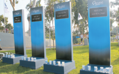 The memorial to the four victims which was unveiled at the 2005 Games. Photo: Peter Haskin
