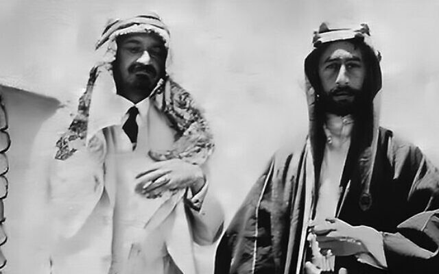 Chaim Weizmann and Emir Faisal in April 1918.