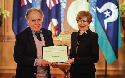 Ernie Friedlander being presented the award by NSW Governor Margaret Beazley.