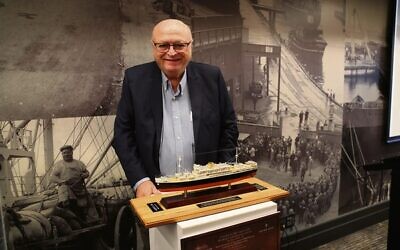 Tom Wolf unveiled his model of HMT Dunera at the Dunera Association's 82nd anniversary. Photo: Supplied.