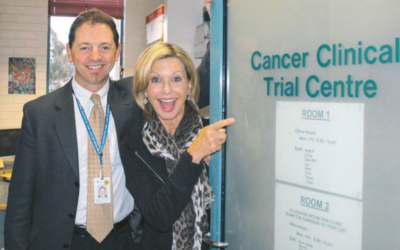 Professor Jonathan Cebon with Olivia Newton-John at the Olivia Newton-John Cancer Centre in Melbourne.