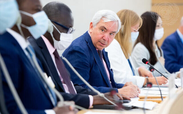 Federico Villegas, president of the Human Rights Council, chairs a meeting during the 50th regular session of the council in June. Photo: Violaine Martin/UN